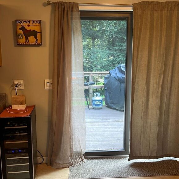 Home Brown Sheer Floor Length Plain Rod Pocket Curtain Set Of 2 - Picture 5 of 6